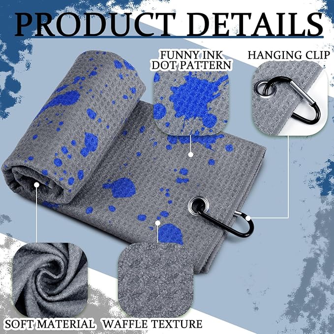 Peryiter 4 Pcs Golf Towels (16" x 24") with Clip Drip Lime Microfiber Fabric Waffle Pattern Towels for Golf Bags Absorbent Club Ball Cleaner Accessories and Gifts for Men Women(Dark Color)