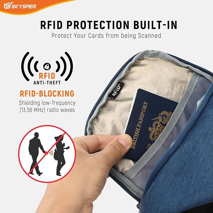 SKYSPER Sling Bag Anti Theft Crossbody Bag RFID Lightweight Travel Shoulder Chest Bag for Hiking Walking