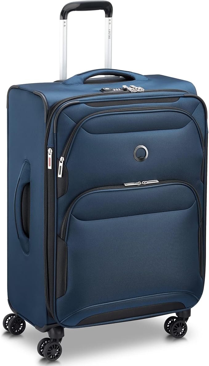 DELSEY PARIS Sky Max 2.0 Softside Expandable Luggage with Spinner Wheels 2 Piece Set, Blue (24 Inch/Duffle)