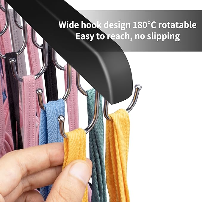 Bra Hangers for Closet Organizer,Tank Top Hanger with 40 Hooks,Space Saving Wooden Adjustable Hangers,Closet Organizers and Storage Suitable for Dorm, Apartments, Tank Tops, Bras, Hats