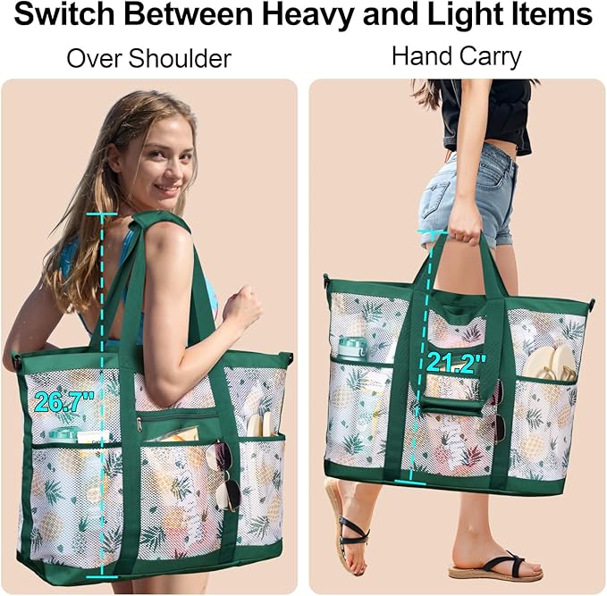 F-color Mesh Beach Bag Family - Large Tote Bag for Cruise Pool Toys Beach Vacation Essentials