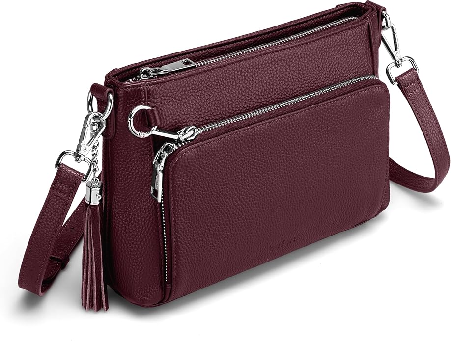 befen Anti Theft Genuine Leather Crossbody Bags for Women Handbags and Shoulder Basg with Built in Wallet RFID Leather Purse