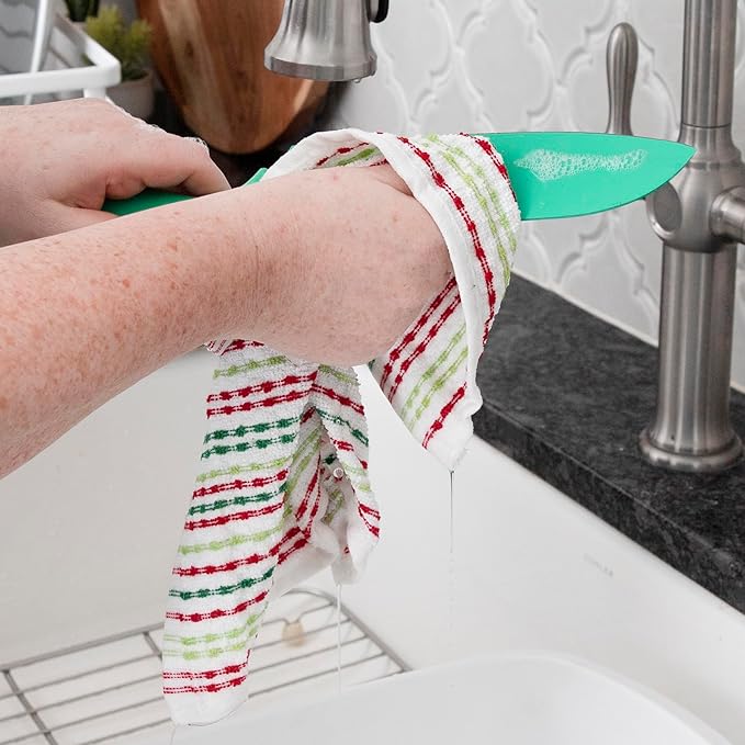 Ritz Pebble Bar Mop Towels: Highly Absorbent and Super Soft, 100% Cotton, Durable Super Absorbent Kitchen Bar Towels for Wiping Tables and Counters, 12x12, 6-Pack, Holiday