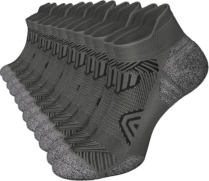 Cushioned Cotton Ankle Compression Socks for Men Women 6 Pairs Wicking Low Cut Arch Support Plantar Fasciitis Socks