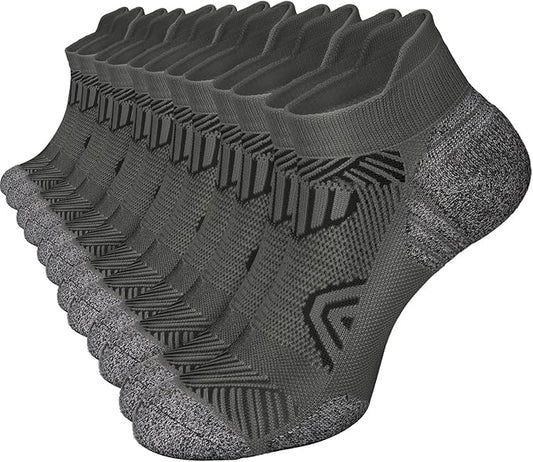 Cushioned Cotton Ankle Compression Socks for Men Women 6 Pairs Wicking Low Cut Arch Support Plantar Fasciitis Socks