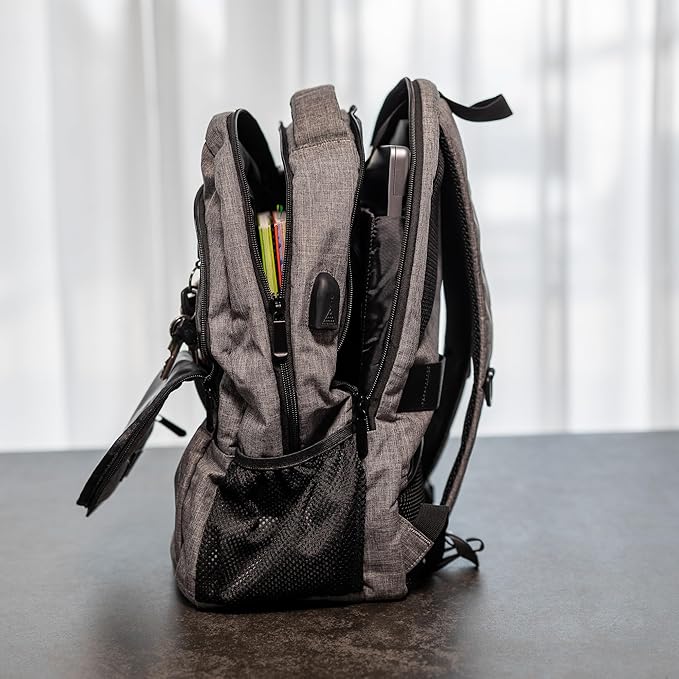 (Not Made In China) Travel Laptop Backpack For Men and Women, Airline Approved Carry On Bag, Holds 15.6" Computer, USB Charging Port (Magellan, Gray, 2 Pack)