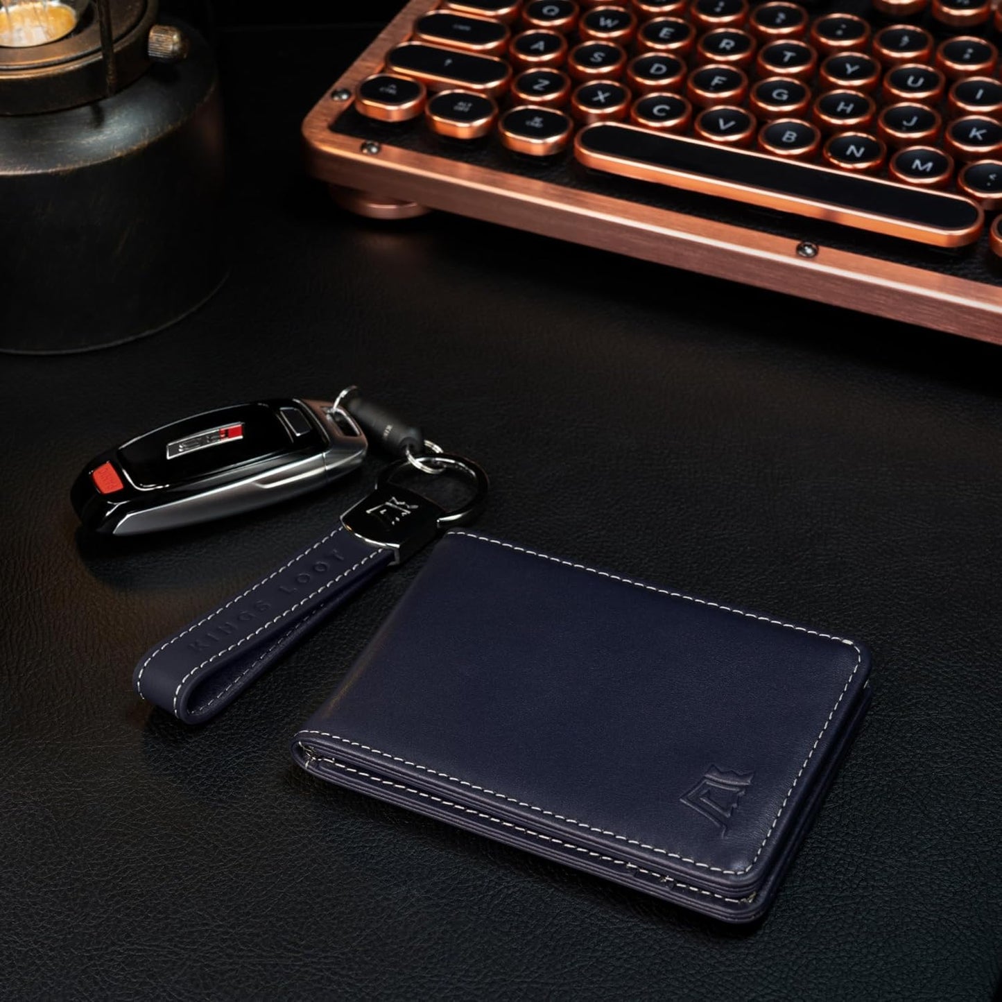 Kings Loot Wallet for Men | Minimalist Slim RFID Blocking Leather Design with Cash Pocket & Card Pull Strap | Holds 1-15 Cards | Stylish & Durable Wallets (Sapphire)