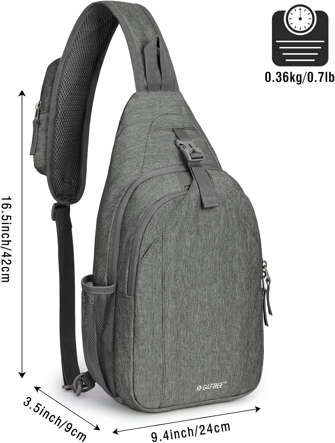 G4Free Sling Bag RFID Blocking Sling Backpack Crossbody Chest Bag Daypack for Hiking Travel(DimGray)