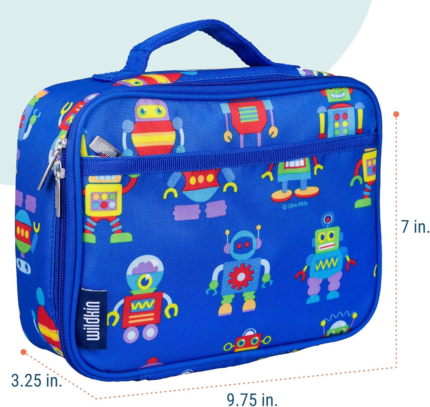 Wildkin Kids Insulated Lunch Box – Durable and Reusable for School & Travel - Robots
