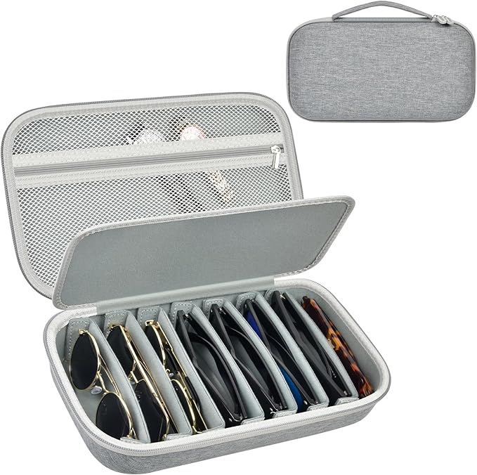 Travel Sunglass Organizer Case for 8 Pairs Polarized Sunglasses, Storage Box for Multi-style Dressers (Bag Only)