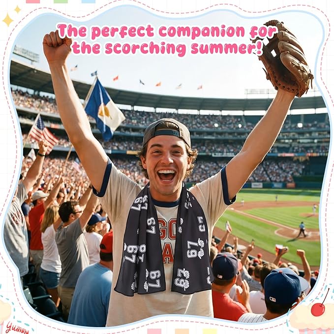 12 Pcs Six Seven Ice Cream Drip Cooling Towel 40"x12" Swim Pool Towel Cooling Baseball Softball Team Gift Youth Gift for Hot Weather Workout Gym Sport Party Favors(67 Meme)