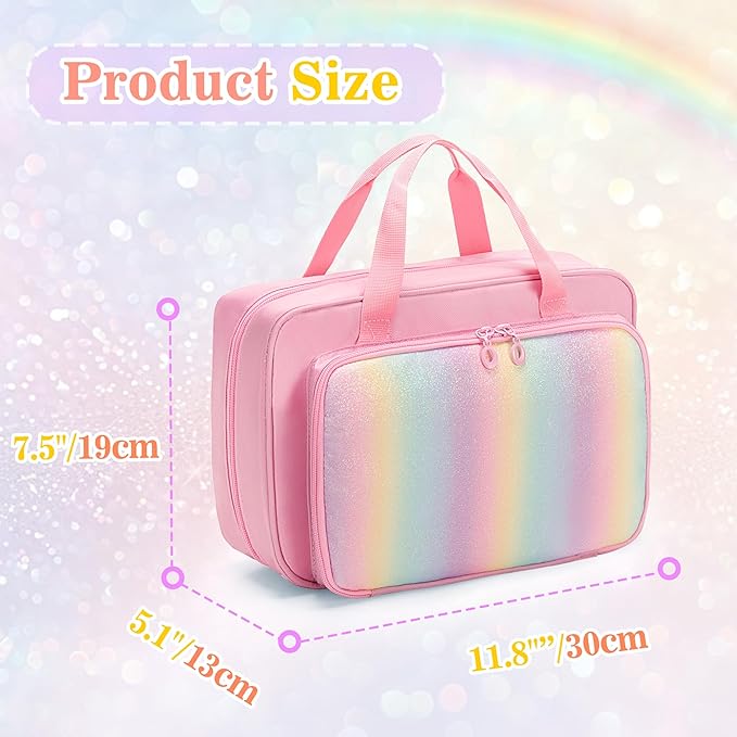 Hanging Hair Accessories Organizer for Baby Girls, Hair Bow Storage Bag, Travel Hair Stuff Case for Hair Clips, Hair Ties, Headbands, Scrunchies, Pink (Bag only)