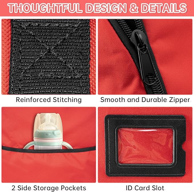 Padded Car Seat Travel Bag Compatible with Doona, Infant Car Seat Travel Bag, Foldable Car Seat Stroller Gate Check Bag for Airplane (Cherry Red)