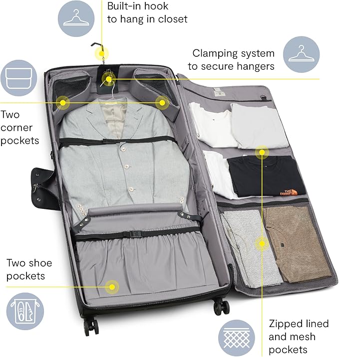 DELSEY PARIS Helium DLX Rolling Garment Bag with Spinner Wheels, Black
