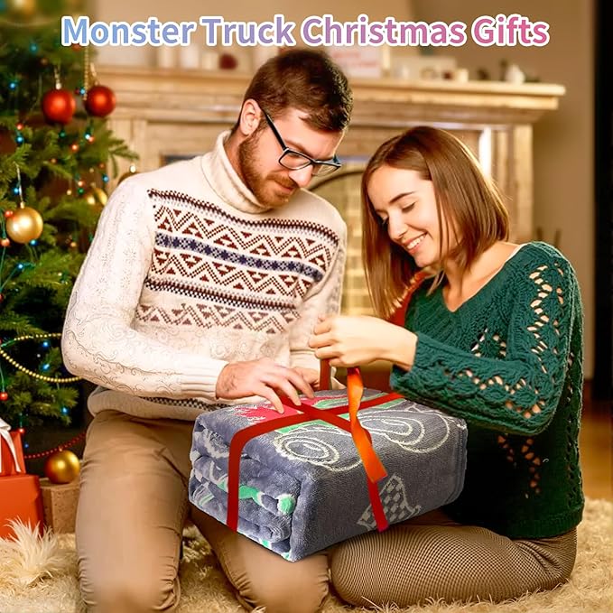 Glow in The Dark Monster Truck Blanket for Boys/Girls/Kids/Toddler/Baby, Monster Truck Toys for Boy Age 3-12, Car Blanket for Birthday/Gifts 40"x 50"