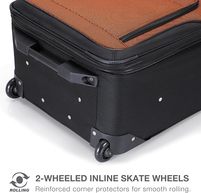 Travel Select Amsterdam Softside Expandable Luggage with Rolling Wheels, Orange, 2-Piece Set (15/21)