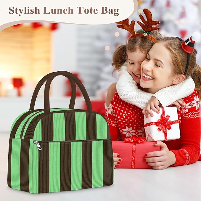 Lunch Bag Lunch Box for Women, Cute Corduroy Insulated Reusable Work Leakproof Simple Adults Large Lunch Boxes Tote Bag Men Cooler Bag