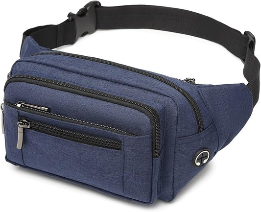 Packism Fanny Packs for Women Men - 6 Pockets Large Crossbody Waist Bag with Adjustable Strap Belt Bag for Travel Running Hiking