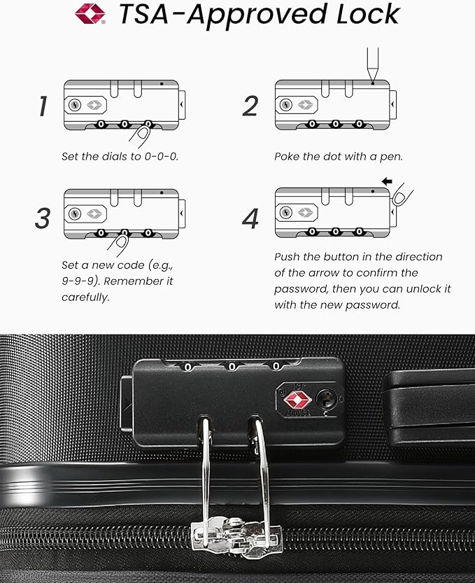 5 Piece Luggage Set Hardside Expandable Suitcase with TSA Lock Spinner Wheels Lightweight Travel Set Includes Tote and Toiletry Bag, (5 Piece Sets, White)