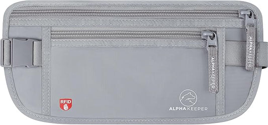 Alpha Keeper Hidden Travel Money Belt - RFID Blocking Waist Wallet & Passport Holder for Women and Men, Anti-Theft Slim Security Pouch