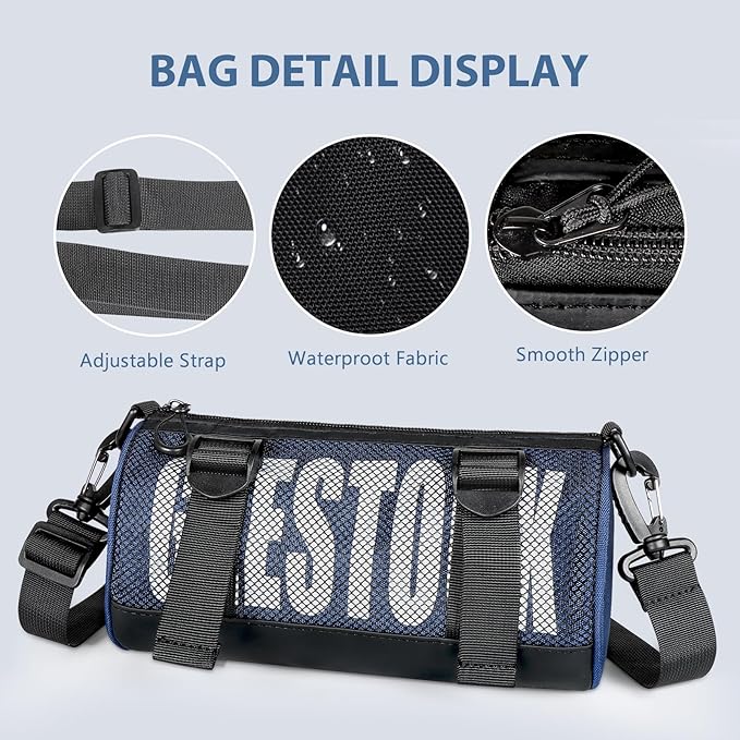Geestock Mini Gym Bag for Women Men – Lightweight Compact 9'' Crossbody Duffel Bag with Adjustable Strap, Portable Small Gym Bag for Yoga, Workout, Travel, Navy Blue