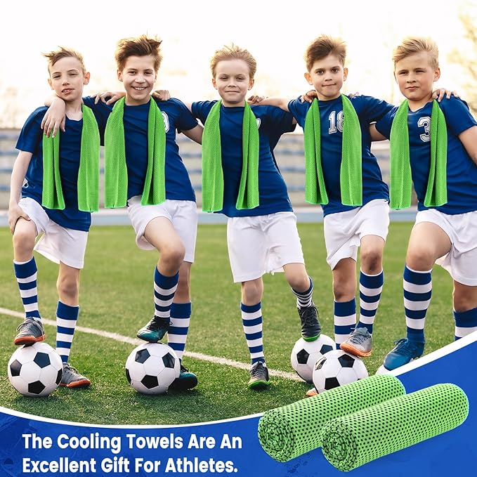 Hosuly 50 Pack Cooling Towels, 40"x12" Yoga Towels Ice Breathable Soft Chilly Sweat Rag Microfiber Workout Rags for Neck and Face for Gym Golf Sport Running(Green)