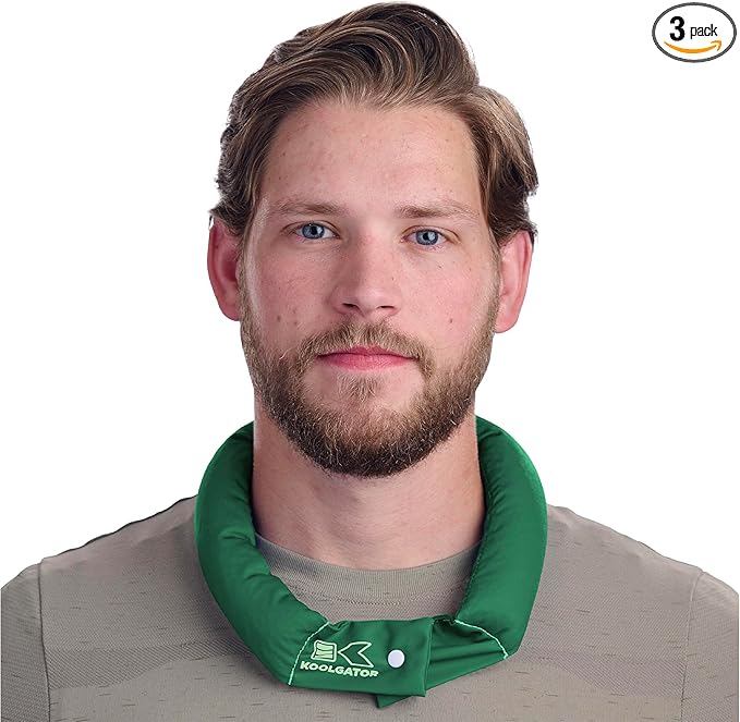 KOOLGATOR Evaporative Cooling Neck Wrap – Reusable Neck Cooler with Long Lasting Relief During Hot Weather Activities, Sports, & Outdoor Work, Forest Green, 3 Pack