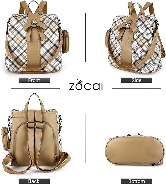 ZOCAI Backpack Purse for Women Fashion Backpack Purses PU Leather Daypacks Anti-Theft Shoulder Bag Satchel Purse