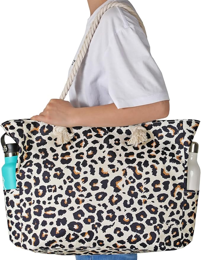 Clothirily Beach Bag for Women - Large Beach Tote Bag, Waterproof Sandproof Beach Bag with Zipper, Large Swim Pool Beach Tote