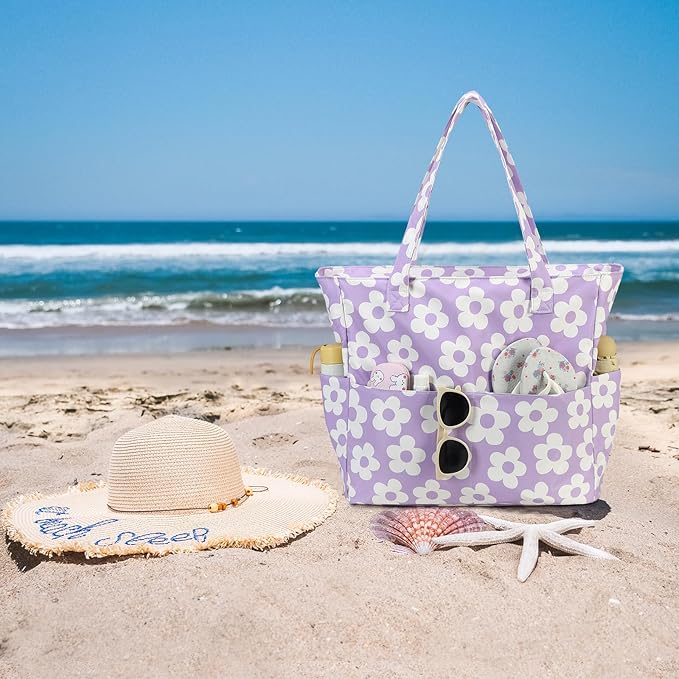Bluboon Beach Bags for Women, Large Waterproof Tote Bag With Wet Compartment for Pool Weekender Travel Gym