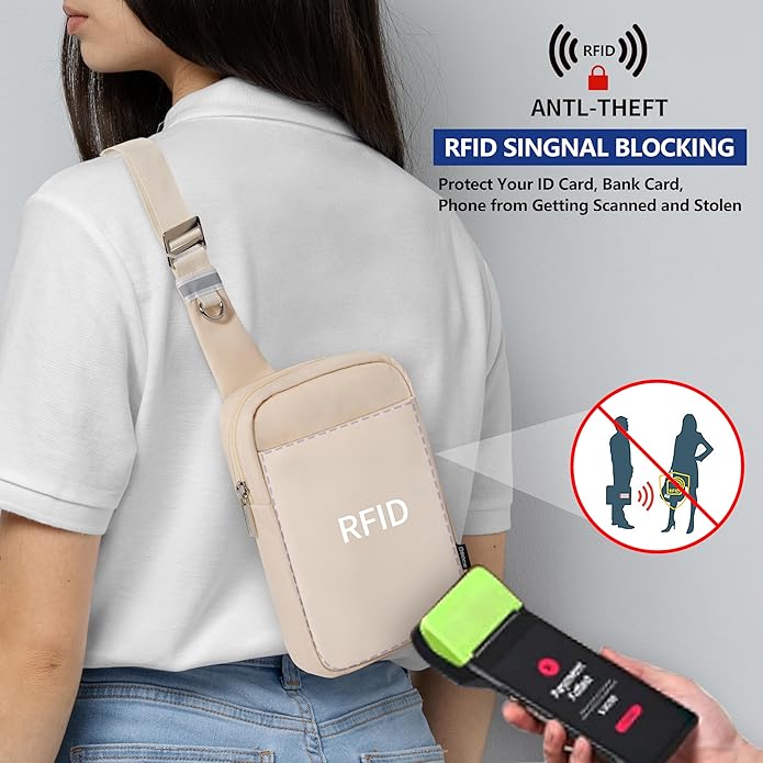 Small Sling Bag for Men and Women with RFID Pocket, Anti Theft Crossbody Chest Bag Casual Travel Bag for Hiking