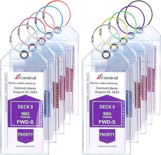 Cruise Luggage Tag Holders for Carnival, Princess, NCL Luggage Tags for Cruise Ship Must Haves 2026 for Cruise Lovers, 10 Pack Cruise Ship Essentials