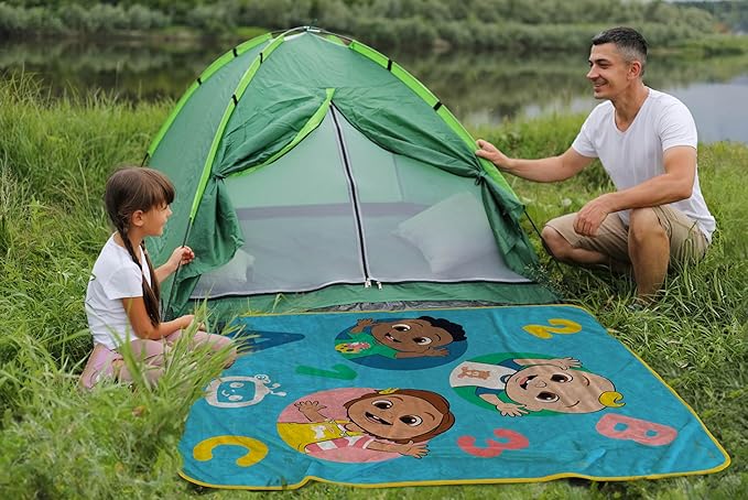 Sunny Side Up CoComelon Plush Travel Throw Blanket - Measures 40 x 50 Inches - Super Soft & Cozy Travel Accessories