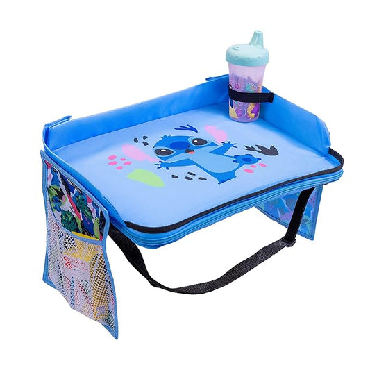 J.L. Childress Disney Baby 3-IN-1 Kids Travel Tray & Tablet Holder - Car Seat Lap Tray Desk for Toddlers, Road Trip Essentials, Car Seat Activity Table, Travel Accessories - Stitch