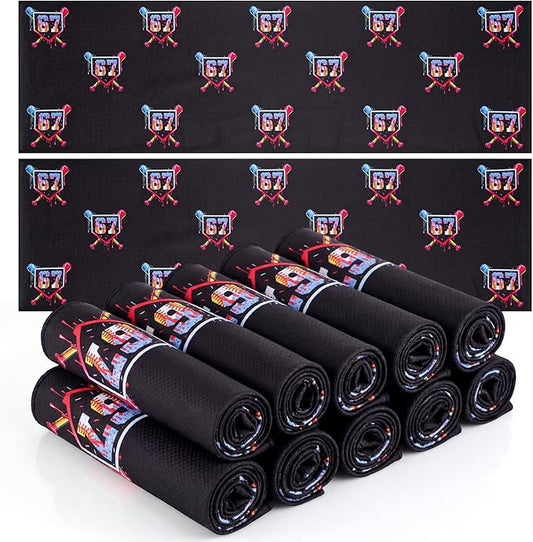 12 Pcs Six Seven Ice Cream Drip Cooling Towel 40"x12" Swim Pool Towel Cooling Baseball Softball Team Gift Youth Gift for Hot Weather Workout Gym Sport Party Favors(67 Baseball)