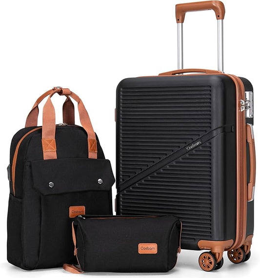 3-Piece Carry On Luggage Set 22x14x9 Airline Approved, 20 Inch Lightweight ABS Suitcases with Wheels and TSA Lock - Durable Waterproof Travel Suitcase Set