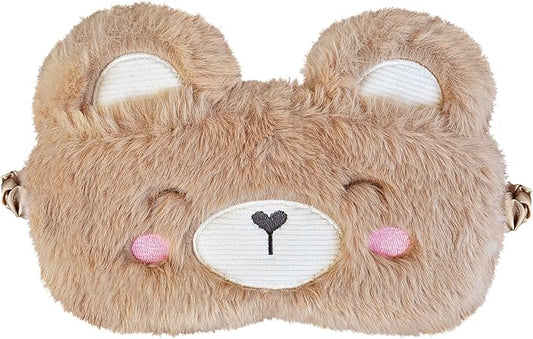 Cute Capybara Plush Sleep Mask Eye Mask Sleeping Masks Funny Lovely Animal Soft Fluffy Eyes Cover Blindfold Eye Shade for Kids Girls and Adult Travel - Brown