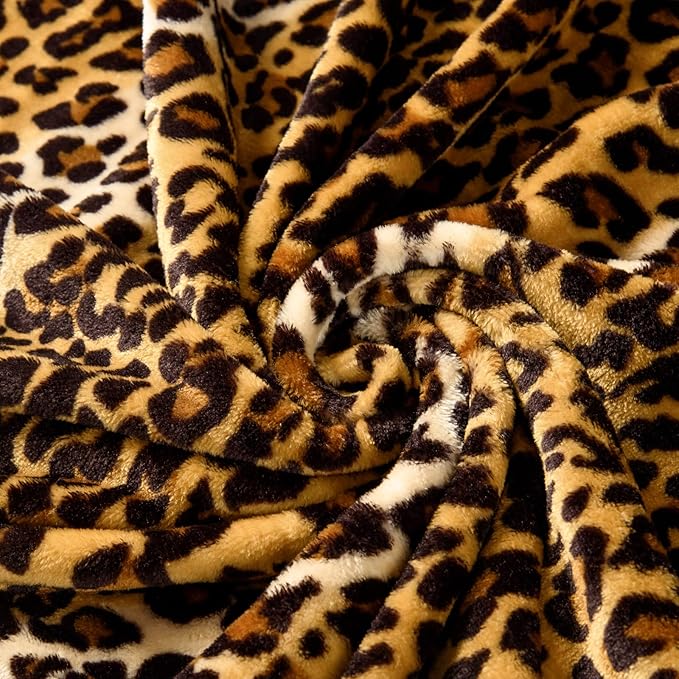Bnuitland Leopard Print Fleece Flannel Throw Blanket, 300 GSM Double Sided Fuzzy Fluffy Throw for Bed Sofa Couch Travel, Super Soft Lightweight Cheetah Print Blanket for Kids/Baby/Pets, 50×40 inch