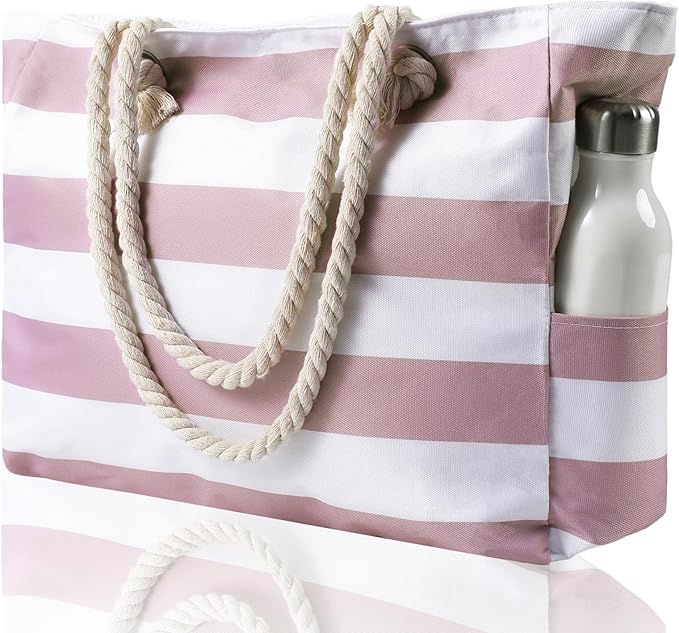 Clothirily Beach Bag for Women - Large Beach Tote Bag, Waterproof Sandproof Beach Bag with Zipper, Large Swim Pool Beach Tote