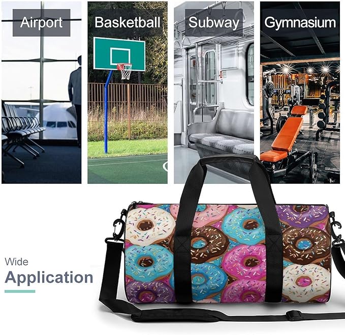 Travel Duffle Bag Doughnut Donut (20) Carry On Weekender Bags Workout Lightweight Duffel Bags for Men and Women