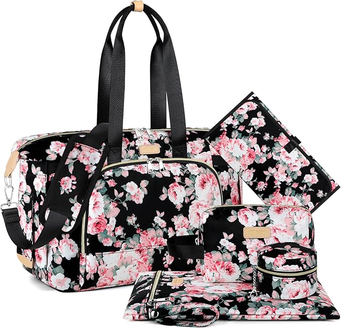 ITIEZY Diaper Bag Tote for Baby - Large Mommy Bag with Portable Changing Pad Pacifier Case, Hospital Bags Travel Baby Bag