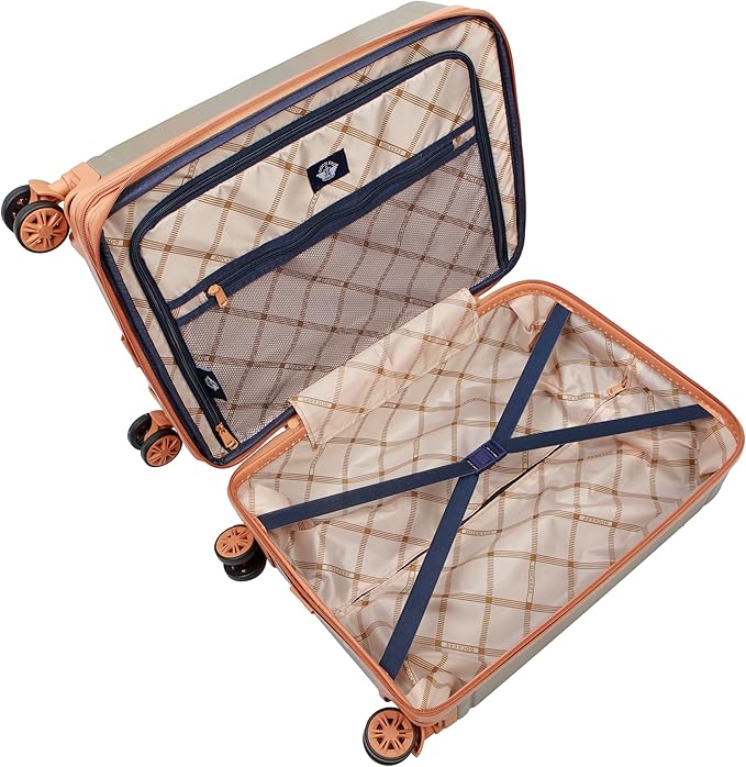 Dockers Hooper Hardside Expandable 8-Wheel Spinner Travel Checked Luggage, 3-Piece Set, Timberwolf