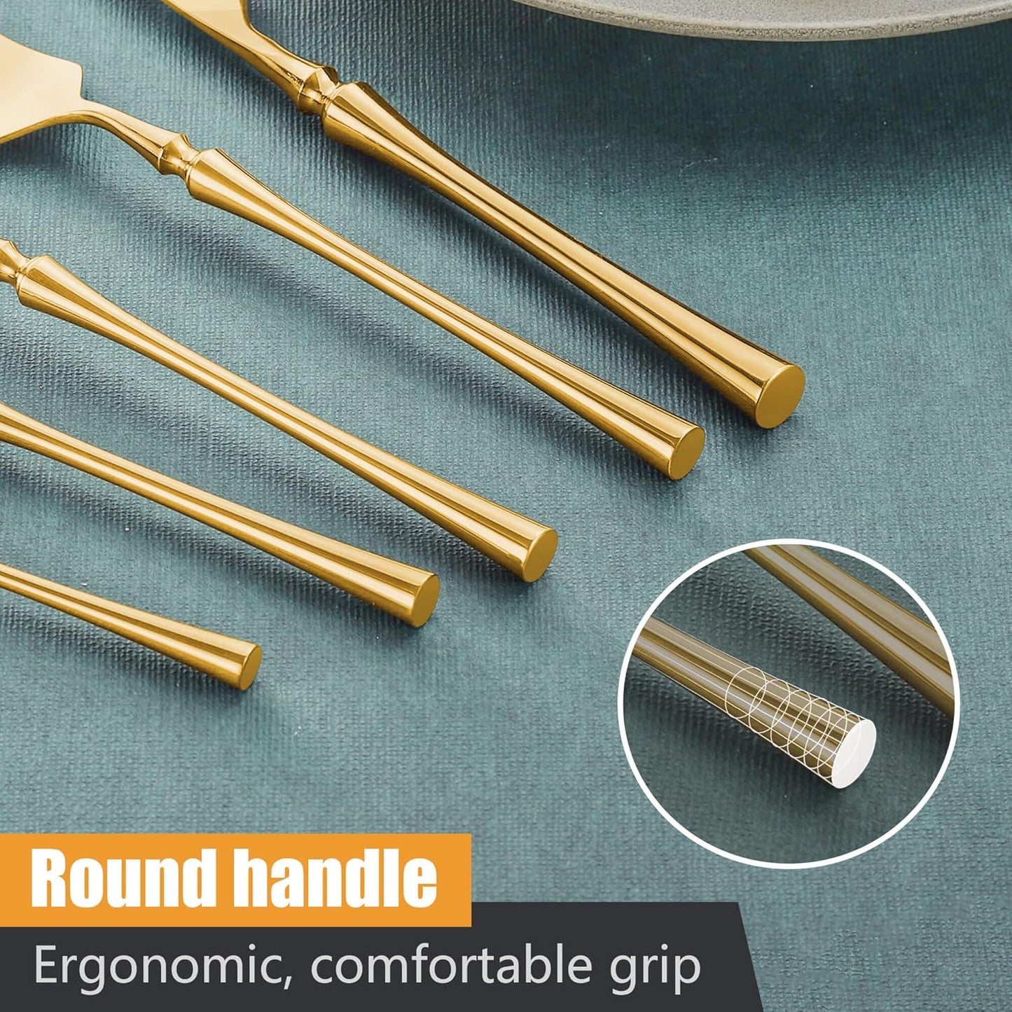 20-Piece Gold Silverware Set for 4,Modern 18/10 Stainless Steel Flatware Set,Unique Rustic Cutlery Utensils Set,Spoon and Fork Set for Home, Restaurant,Wedding,Mirror Polished,Dishwasher Safe