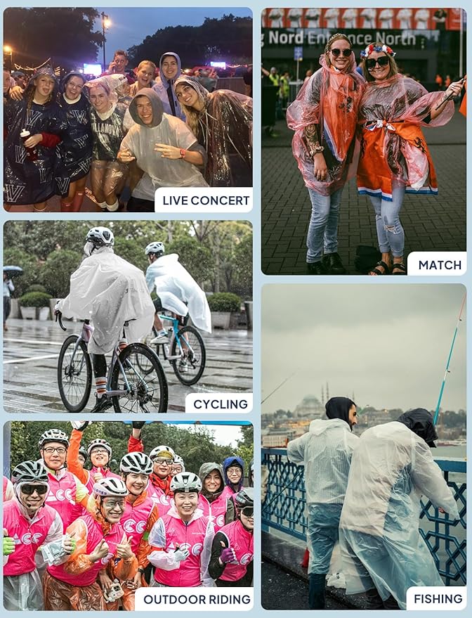 ANYOO Disposable Rain Poncho for Adults Waterproof Emergency Raincoat Lightweight Packable for Outdoor Events Hiking & Travel