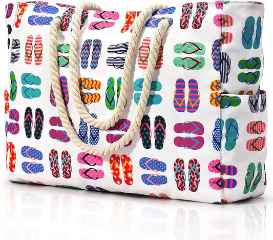 Becokan Beach Bags for Women Large Waterproof Beach Tote Bag Zipper Beach Bags Waterproof Sandproof Swim Pool Bag Large Tote