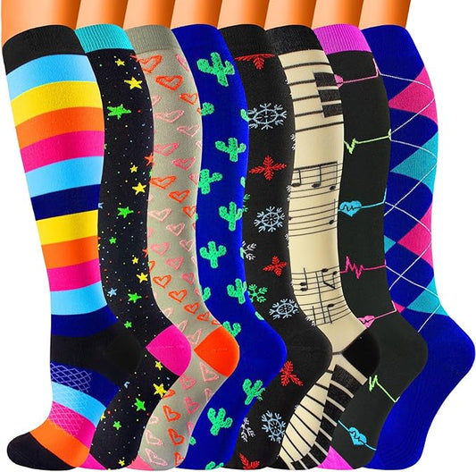 bropite Compression Socks for Women & Men 8 Pairs Circulation-Compression Socks 20-30 mmhg-Best for Running,Nurse,Travel,Yoga