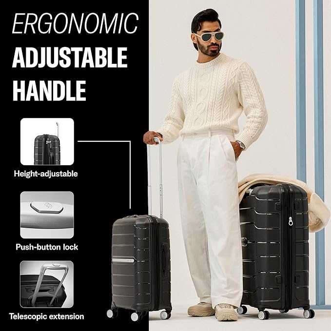 Samsonite Freeform 2-Piece Luggage Set - Carry-On & Large Checked Luggage with Dual Spinner Wheels - Durable Polypropylene Hardshell - TSA Lock, Airline-Approved - Expandable Hard Shell - Pink Rose