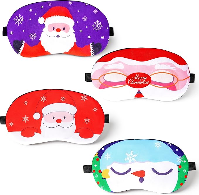 Tphon Christmas Sleep Mask for Adult Kids Boys Girls Sleeping Mask for Christmas, Santa Snowman Cute Eyemask Gifts for Children Christmas Party Present