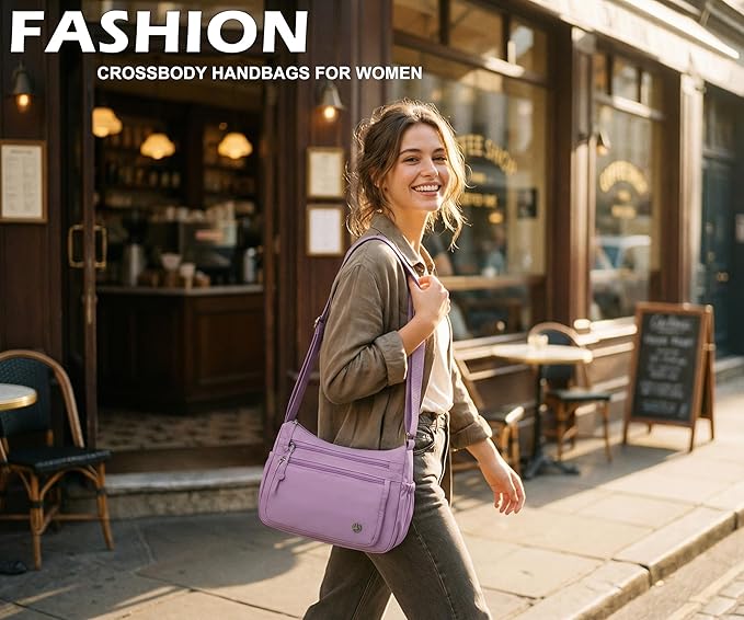 Casual Crossbody Bag with Anti Theft Pocket - Women Lightweight Water-Resistant Purse Bag