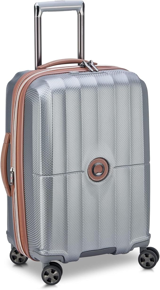 DELSEY PARIS Carrousel Hardside Expandable Luggage with Spinner Wheels, Platinum, 2 Piece Set (21/28)